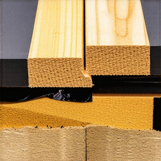 Close up of composite deck board on a joist with protective tape