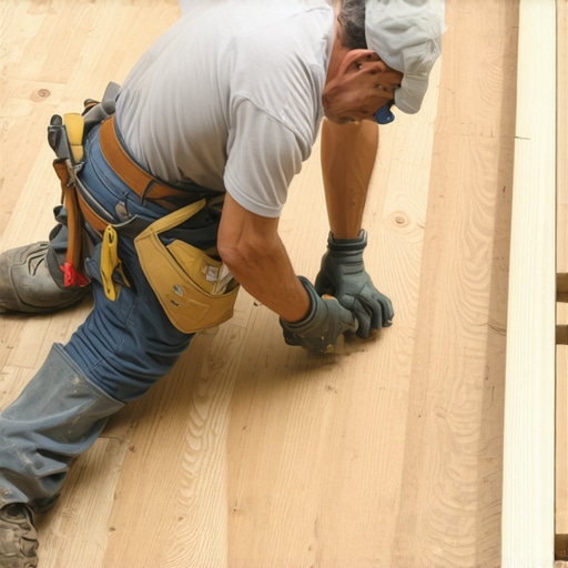 Close-up of composite decking boards being installed with proper spacing over structural joists.