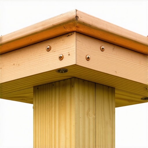 Professional Copper Post Cap Installation Close-up showing the correct application of adhesive for a copper deck post cap to ensure durability and airflow.