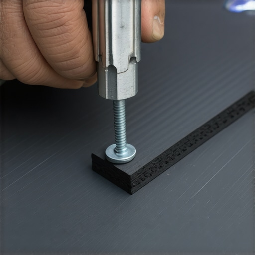 Contractor using a screw depth jig on composite decking