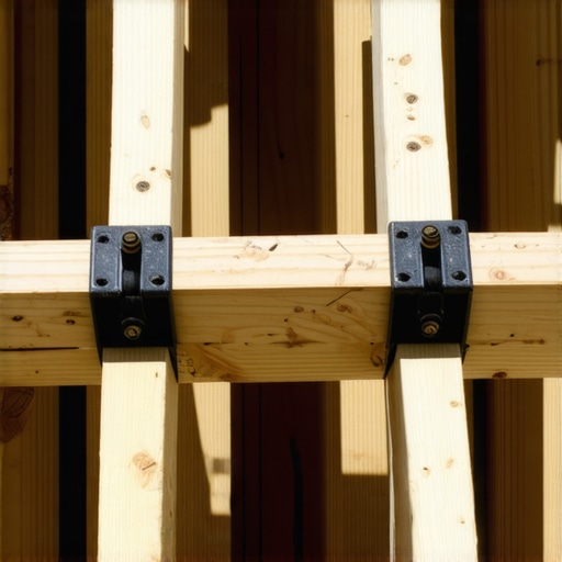 Professional Deck Framing and Lateral Blocking Detailed view of internal deck joist blocking and structural hardware used to prevent railing wobble and floor bounce.