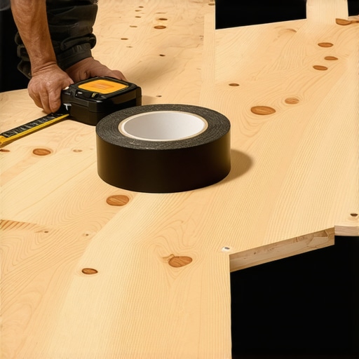 Contractor squaring a deck frame with professional tools and joist flashing tape.