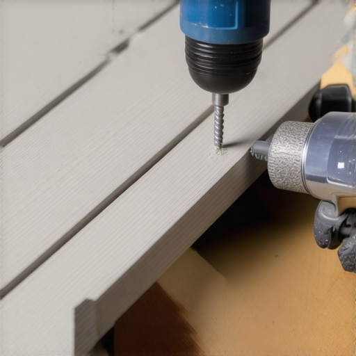 A specialized tool ensuring consistent screw depth on a composite deck surface.