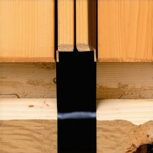Close-up of composite deck board with hidden fastener and joist tape