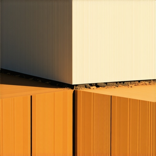 Proper Composite Expansion Gap A close-up view showing the necessary thermal expansion gap between composite deck boards and the house siding.