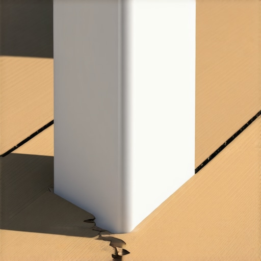 Close up of a vinyl post sleeve installed with a small gap to prevent cracking.