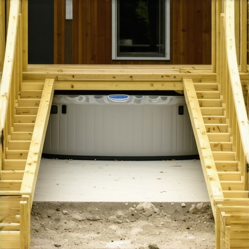 Close-up view of structural double headers and joist framing designed to surround a hot tub opening while maintaining deck integrity.