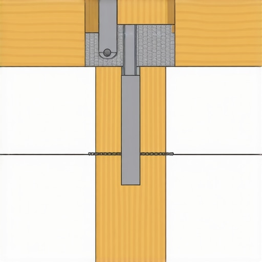 Diagram showing the internal blocking and tension tie installation for a deck railing post.
