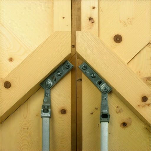 Close-up of diagonal wooden bracing underneath a deck frame for lateral stability