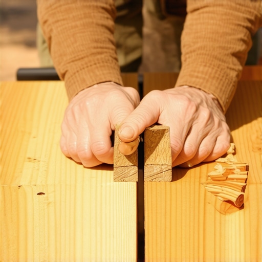 A wooden spacer block used to ensure even gaps between pergola slats.