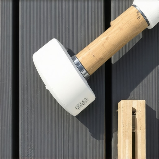 White rubber mallet seating a composite board into a hidden clip