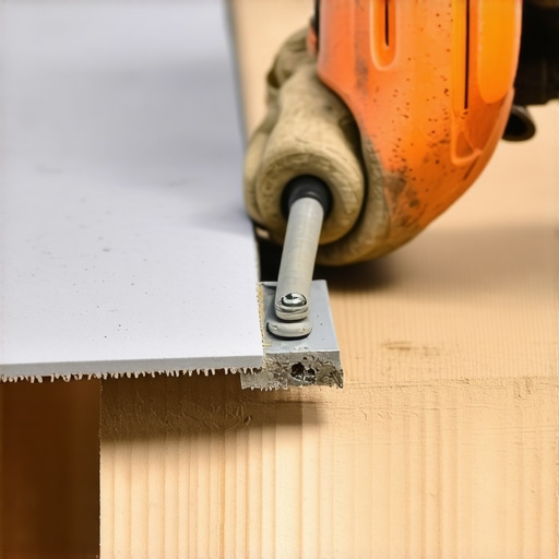Using a professional deck board straightener for perfect alignment Close up of a manual deck board straightener tool being used on a grey composite deck