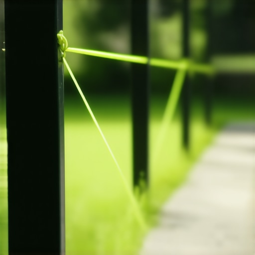 Close-up of a nylon string line used to level deck railing posts perfectly.